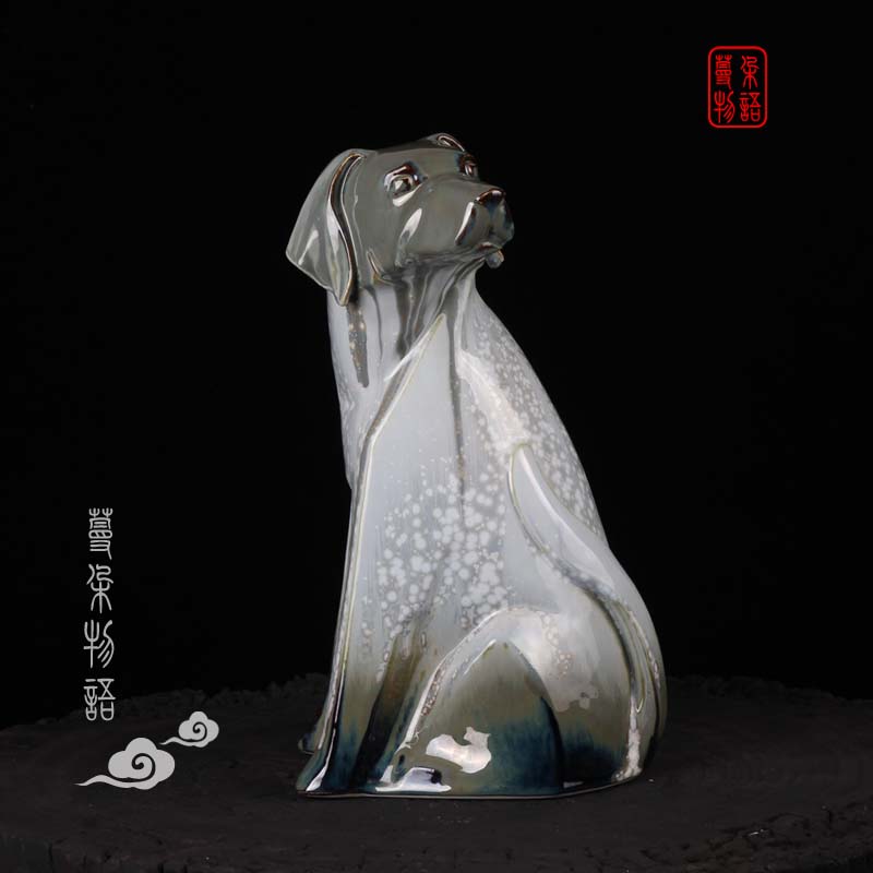 Jingdezhen up stand dog ceramic furnishing articles run big birthday present ceramic dog dog its