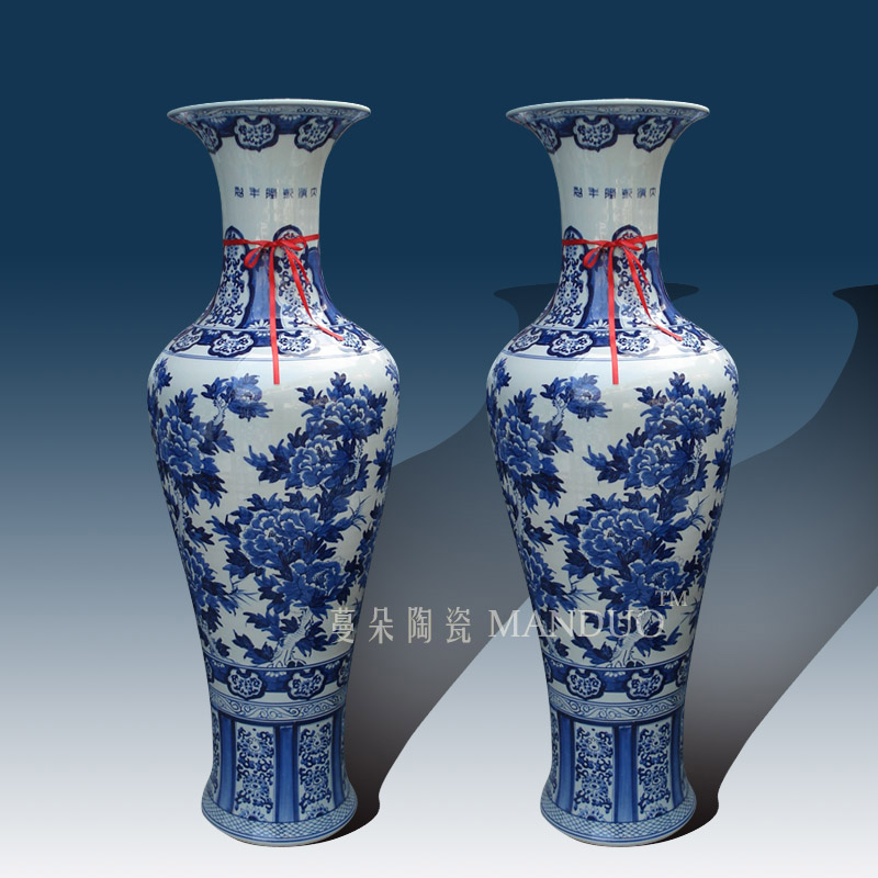 Fine ceramics jingdezhen blue and white peony hand - made vases of large vase vase from the opened hotel furnishing articles