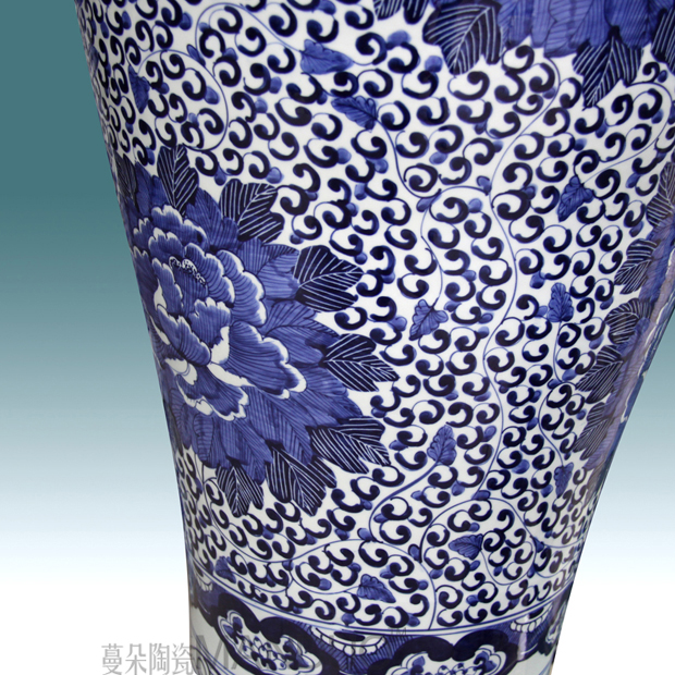 Fine ceramics jingdezhen blue and white peony hand - made vases of large vase vase from the opened hotel furnishing articles