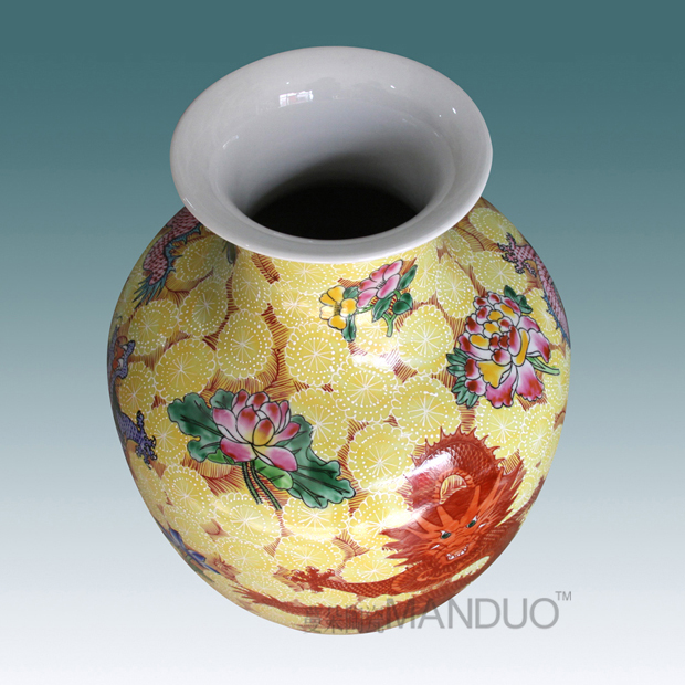 Jingdezhen hand - made pastel dragon vase high - grade high - grade gift porcelain vase furnishing articles furnishing articles villa living room