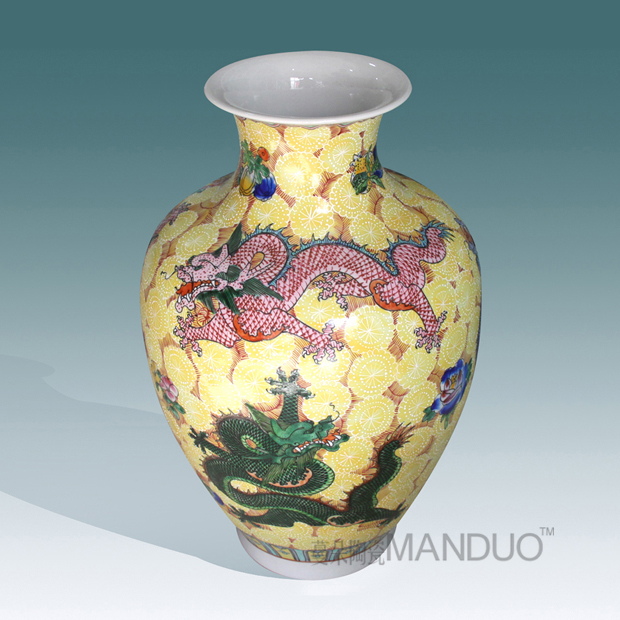 Jingdezhen hand - made pastel dragon vase high - grade high - grade gift porcelain vase furnishing articles furnishing articles villa living room