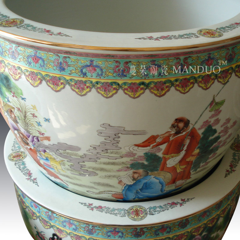 Jingdezhen manual painting enamel 18 arhats VAT fine porcelain enamel characters, vats