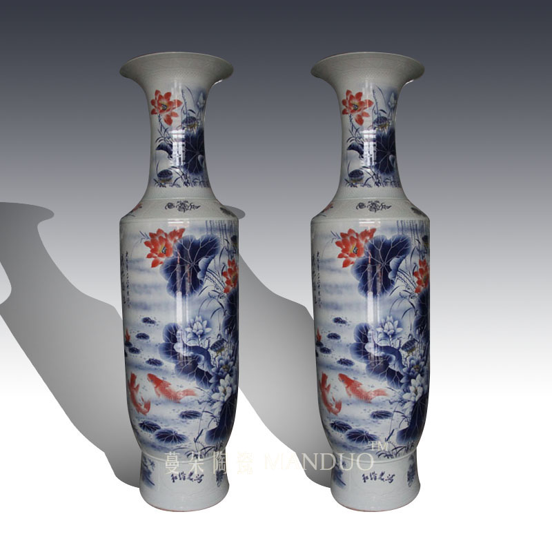 Jingdezhen high - grade hand - made luxurious large vase double - sided appreciate companies opening gifts