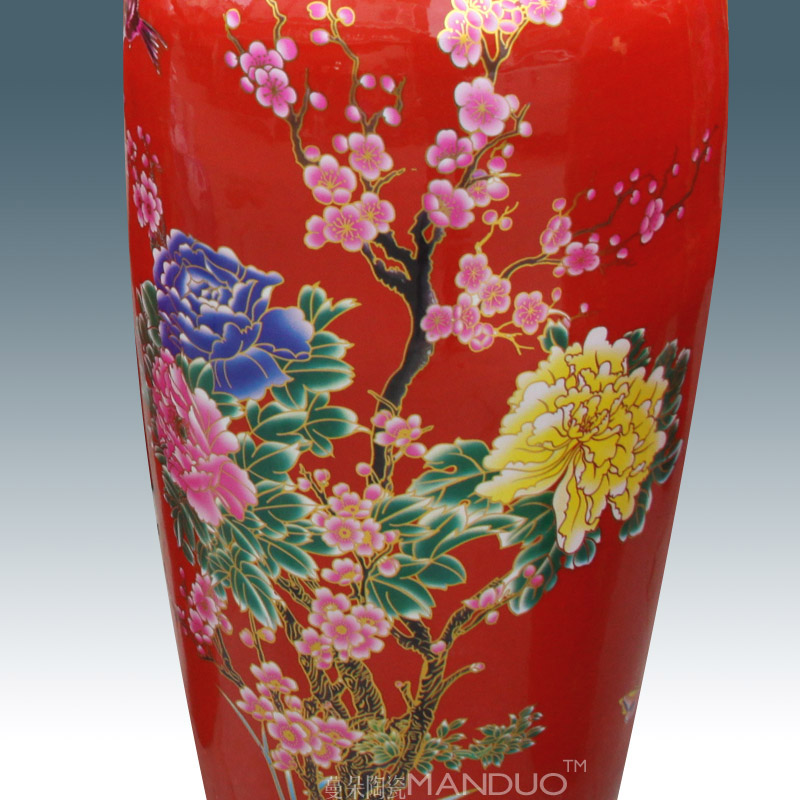 Jingdezhen red festival of large vase high - end furnishing articles company opening taking culture gift sitting room