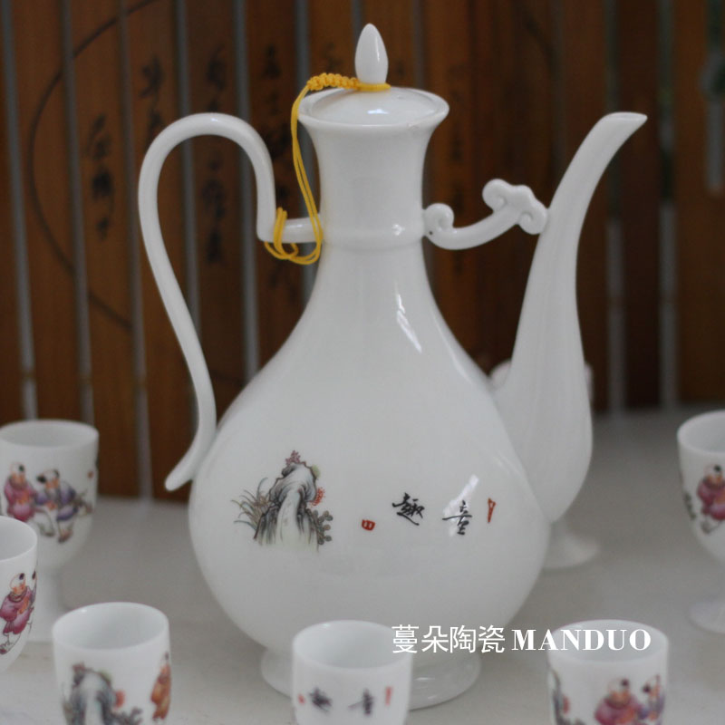 Jingdezhen porcelain height tong qu hip flask glass suits for pure high - grade liquor liquor wine ceramic packages