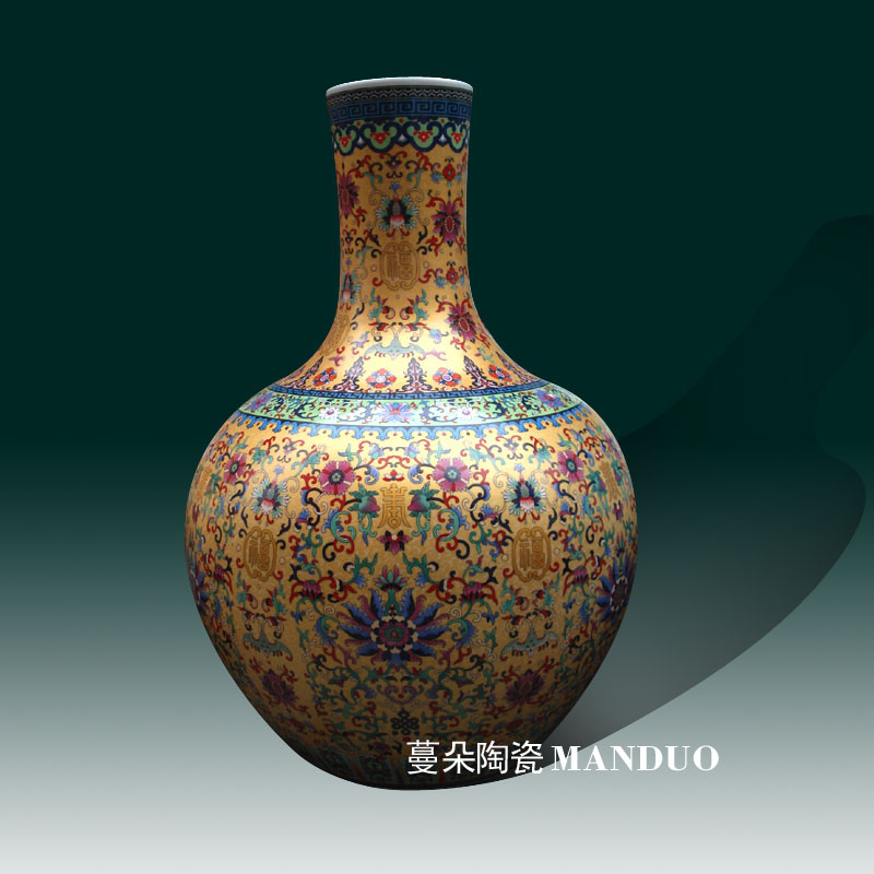 Jingdezhen blackish green base live decoration celestial display classical vase vase elegant decorative porcelain vases