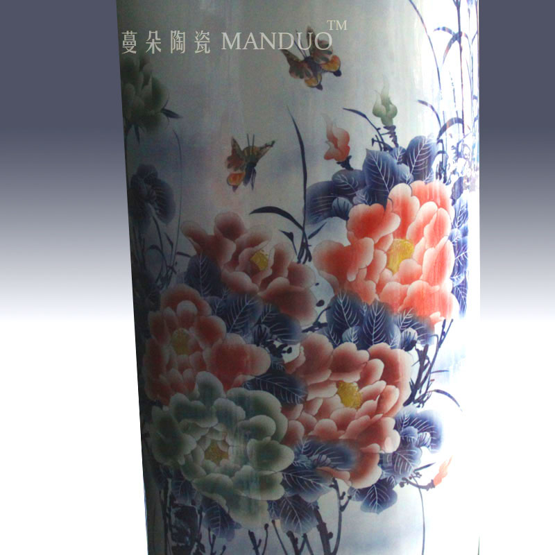 Jingdezhen hand - made of blue and white in successive years more than straight quiver vase business hall landing display vase