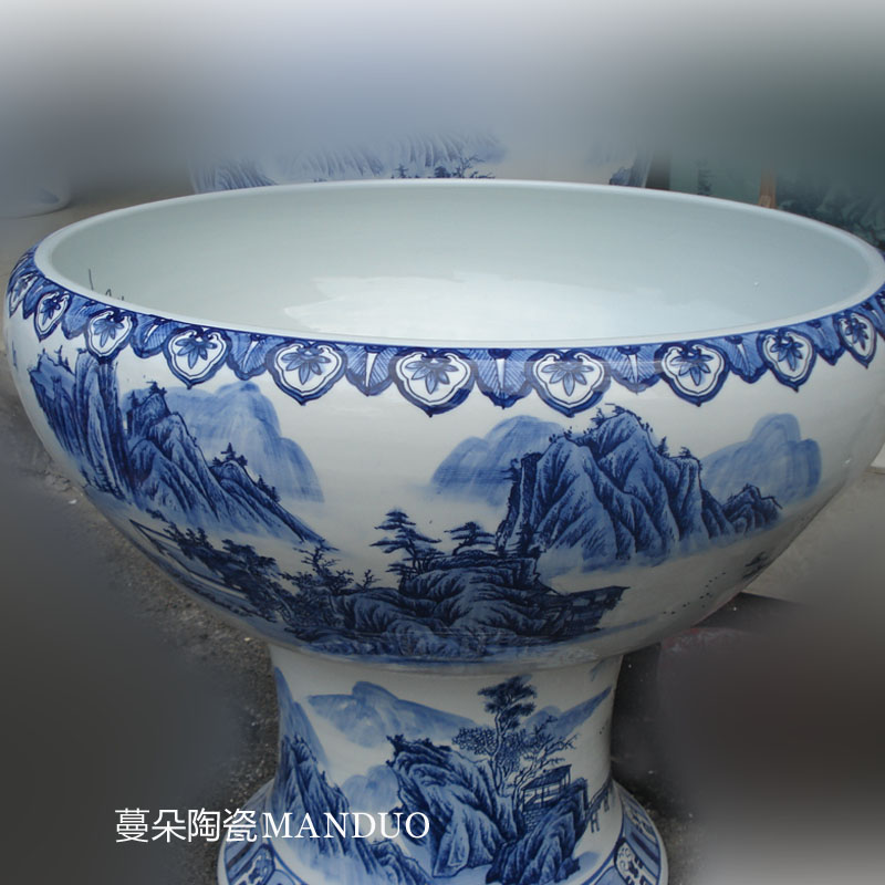 In large volume high expressions using aquariums jingdezhen ceramic porcelain high porcelain crock landscape characters with their feet