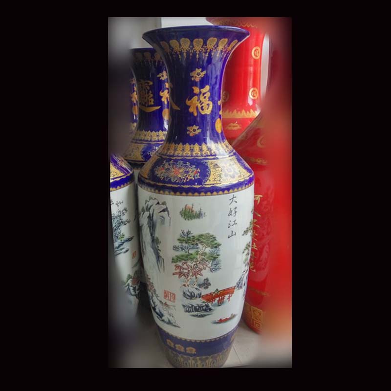 Jingdezhen of large vases, ceramic vases, hand - made powder enamel vase elegant vase opening of the vase