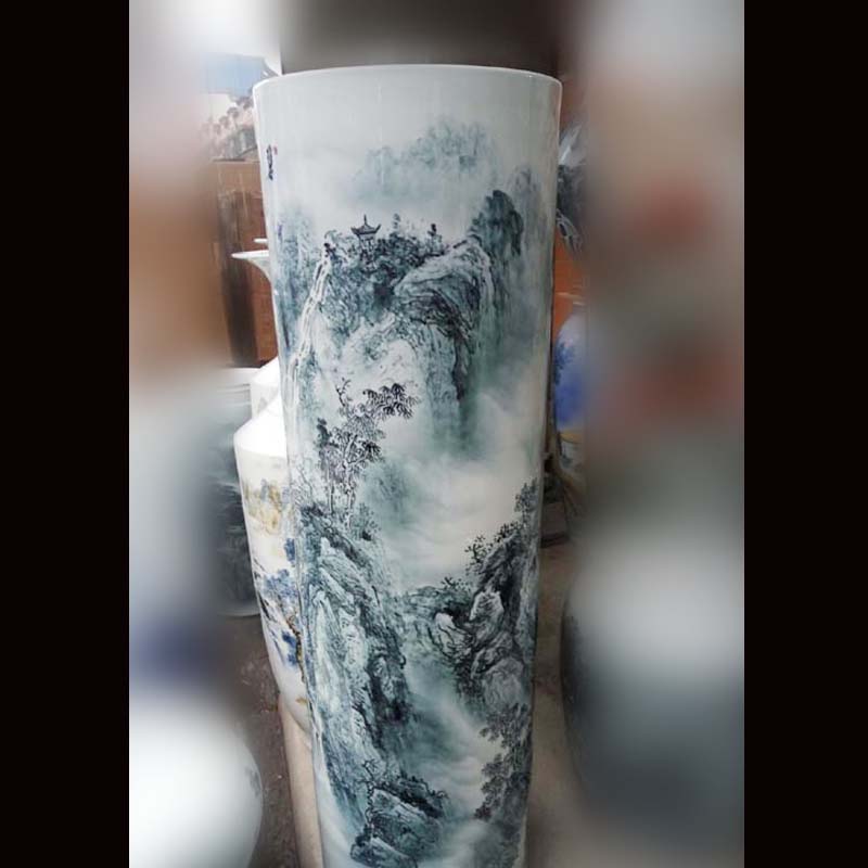 Jingdezhen quiver hand - made color ink landscape porcelain vase is 1.35 meters high home furnishings porcelain vase