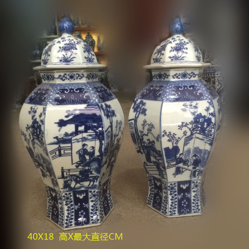 Jingdezhen 30 to 40 to 60 high general porcelain pot figure painting of flowers and gut general general tall canister