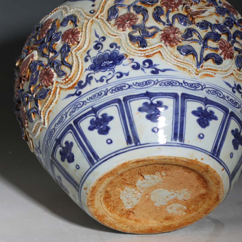 Imitation of the yuan dynasty blue - and - white youligong medallion ornamental engraving cover pot from running of genghis khan yuan blue and white porcelain carving