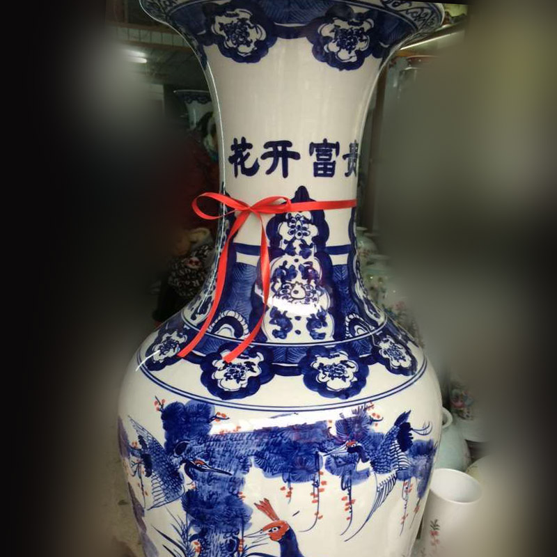 Jingdezhen painting peacock welcome decorative vase painting phoenix name plum beautiful sitting room corridor vase furnishing articles