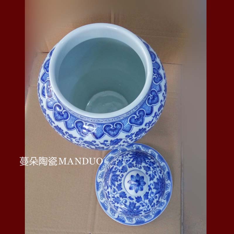 Jingdezhen 45 cm high purity hand - made of hand - made 38 - bound imitation general kangxi porcelain pot lotus flower general