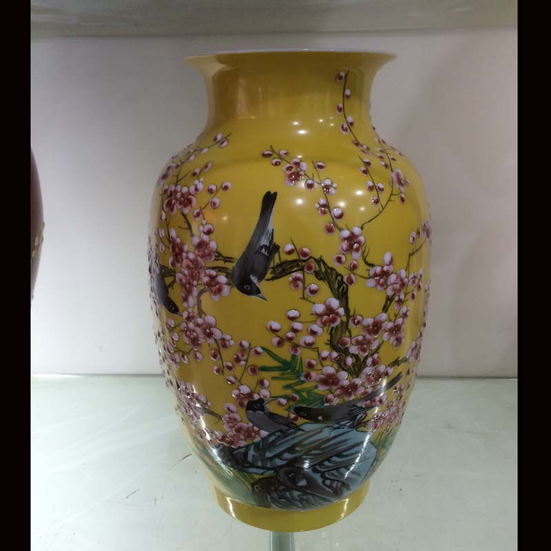 Jingdezhen 35 cm high pastel celestial idea gourd pomegranate ceramic vases, ceramic vases, decorative furnishing articles furnishing articles and flowers and birds