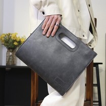 2022 New Mens Plaid Handbag Trendy Mens Hand Grip Bag Mens Clip Bag Casual Handbag Hand Grab PU Fashion