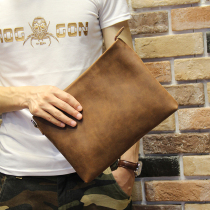 Mens bag trend clutch Korean edition mens handbag Crazy Horse leather business hand grab envelope bag IPAD file bag