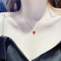 New net red red and black two-color love pendant jewelry peach heart clavicle chain temperament wild jewelry small red heart necklace