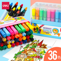Del 12 24 color children with seal washable watercolor pen graffiti painting brush set color filling pen