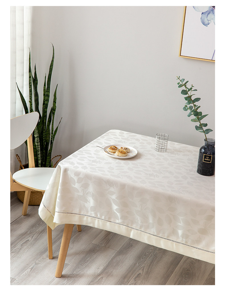 米色贡缎布艺餐桌布欧式田园圆桌桌布