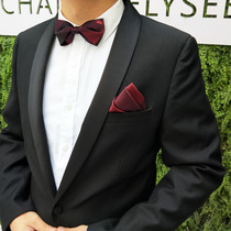 Hyde Park original wedding groom best man gradient suit Korean version Acacia flower man collar flower bow tie man