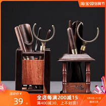 Noble and high-grade ebony tea ceremony six gentlemen set creative home solid wood storage tube kung fu tea accessories