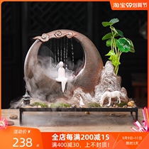 Zhaocai Zen water machine ceramic creative fountain humidification office home craft feng shui ornaments opening gifts