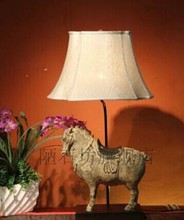 New Chinese style antique resin handicrafts, classical lighting fixtures, study, living room, decorative desk lamps, five lucky horses