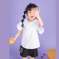 Miss Sunny original girl doll collar white wild shirt 2021 summer new sweet petal sleeve top