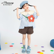 Small fresh and creative flower collage doll collar girls shirt summer new sweet foreign style loose lace top