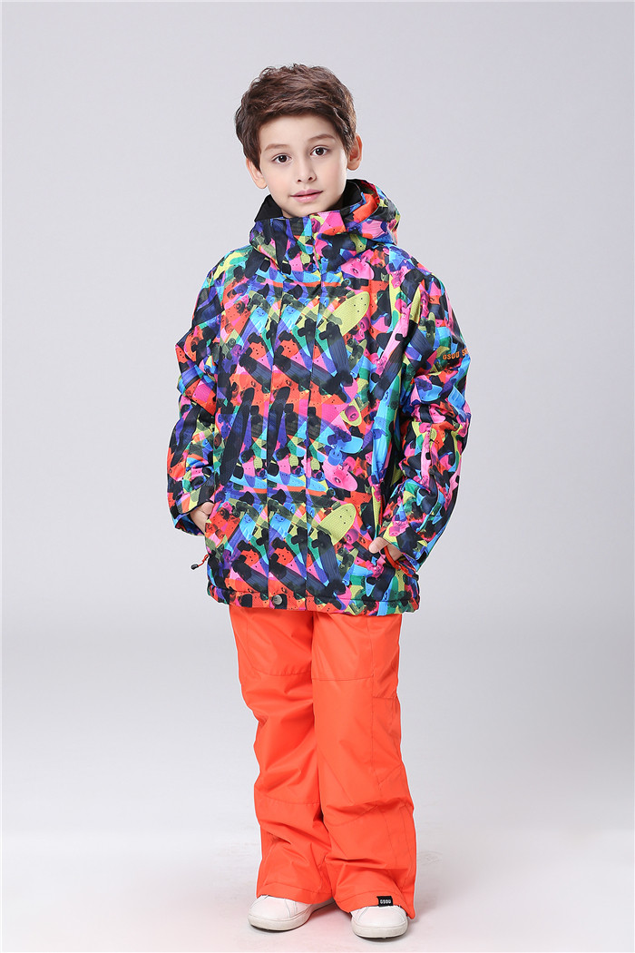 儿童滑雪服套装 防风防水加厚保暖雪地衣 男女大童滑雪衣裤套装