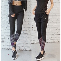 20 new quick-drying high-elastic seamless tight-fitting slimming fake two-piece sports fitness printing yoga instructor pants trousers female
