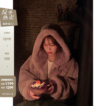 CC fur Lazy Bear Bear new Rex rabbit hair long fur coat young women autumn and winter coat