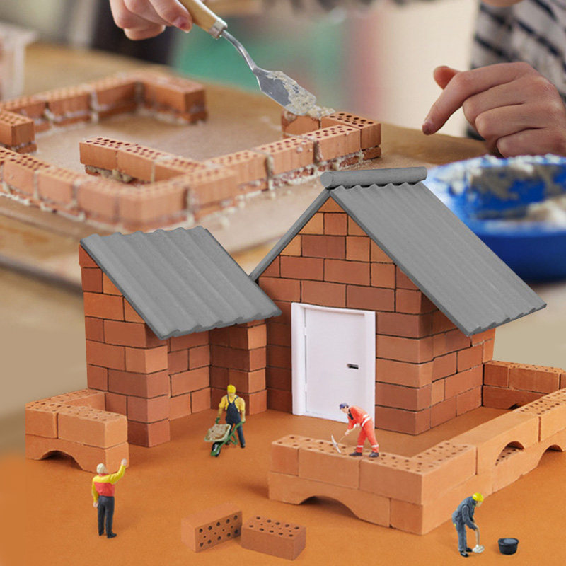 mideer泥瓦匠儿童建筑砖块仿真搭建造房子拼装积木玩具砌墙