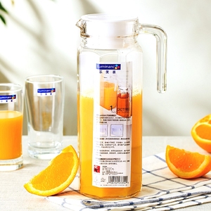 乐美雅玻璃壶凉水壶果汁壶玻璃瓶水扎倒水带盖透明1.1L家用冷水壶