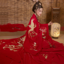 Feng Qiuhuang original flower wedding Hanfu wedding dress female spring and autumn red waist skirt ancient dress out of the cabinet wedding dress Bridal wedding dress