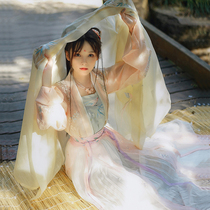 Flower E Hanfu female super fairy ancient costume Student placket ancient style waist-high skirt Chinese style spring and summer fairy thin suit