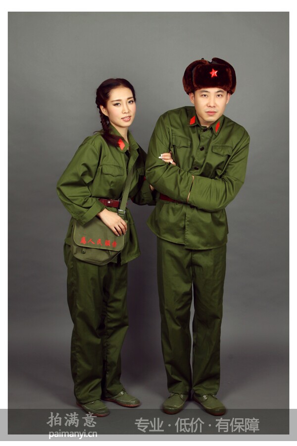 成人红军演出服怀旧老兵服抗战合唱军装表演服装绿军装65式男女款