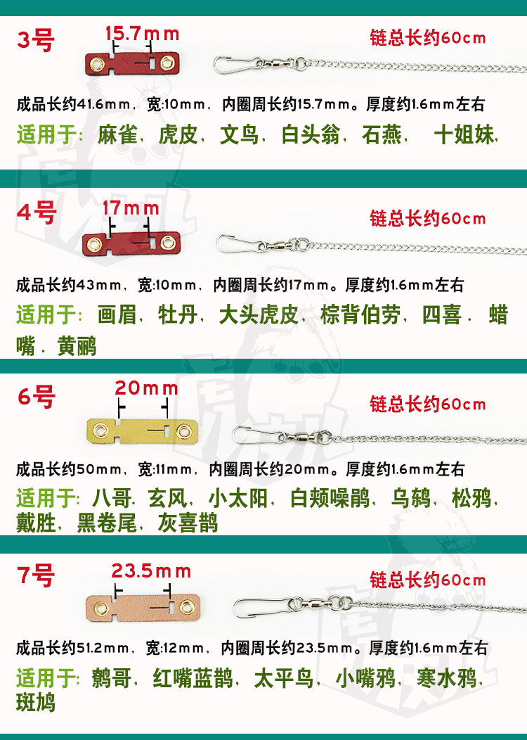 适用于包邮鹦鹉鸟用八哥脚环护脚脚套鹩哥乌鸦皮套喜鹊鹰鸽子脚套