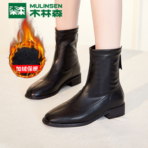 Woodinson short boots female spring and summer 2020 new warm and velvet female boots British style comfortable ancient Martin boots female