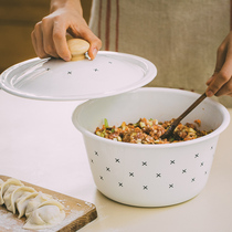 Tree enamel basin with lid enamel basin home Large Wash Basin kitchen kneading basin thickening and basin vintage basin vintage basin