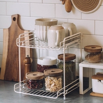 Tree Iron Art Double Layer Shelf Home Cabinet Table Top Shelf Free Kitchen Table Multifunction Shelf