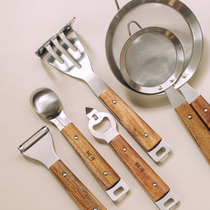 Tree kitchen stainless steel gadget baking household flour sieve peeler bottle opener garlic mud sieve