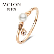 Mancaron colour gold ring female angel egg 18K rose gold ring pearl inlaid with fine ring ring personality fashion new