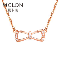 Mancaron color gold necklace woman 18K lock bone chain pendant inlaid drill lingo knot
