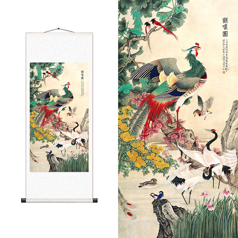 パステル花鳥陶板画 百鳥朝鳳 応接間 玄関 茶室 書斎 装飾品 工芸品 置物 パステル花鳥陶板画 百鳥朝鳳 応接間 玄関 茶室 書斎 装飾品 工芸品