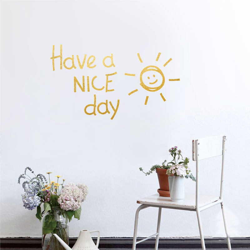 have a nice day 新款创意颜文字卧室床头背景墙贴定制