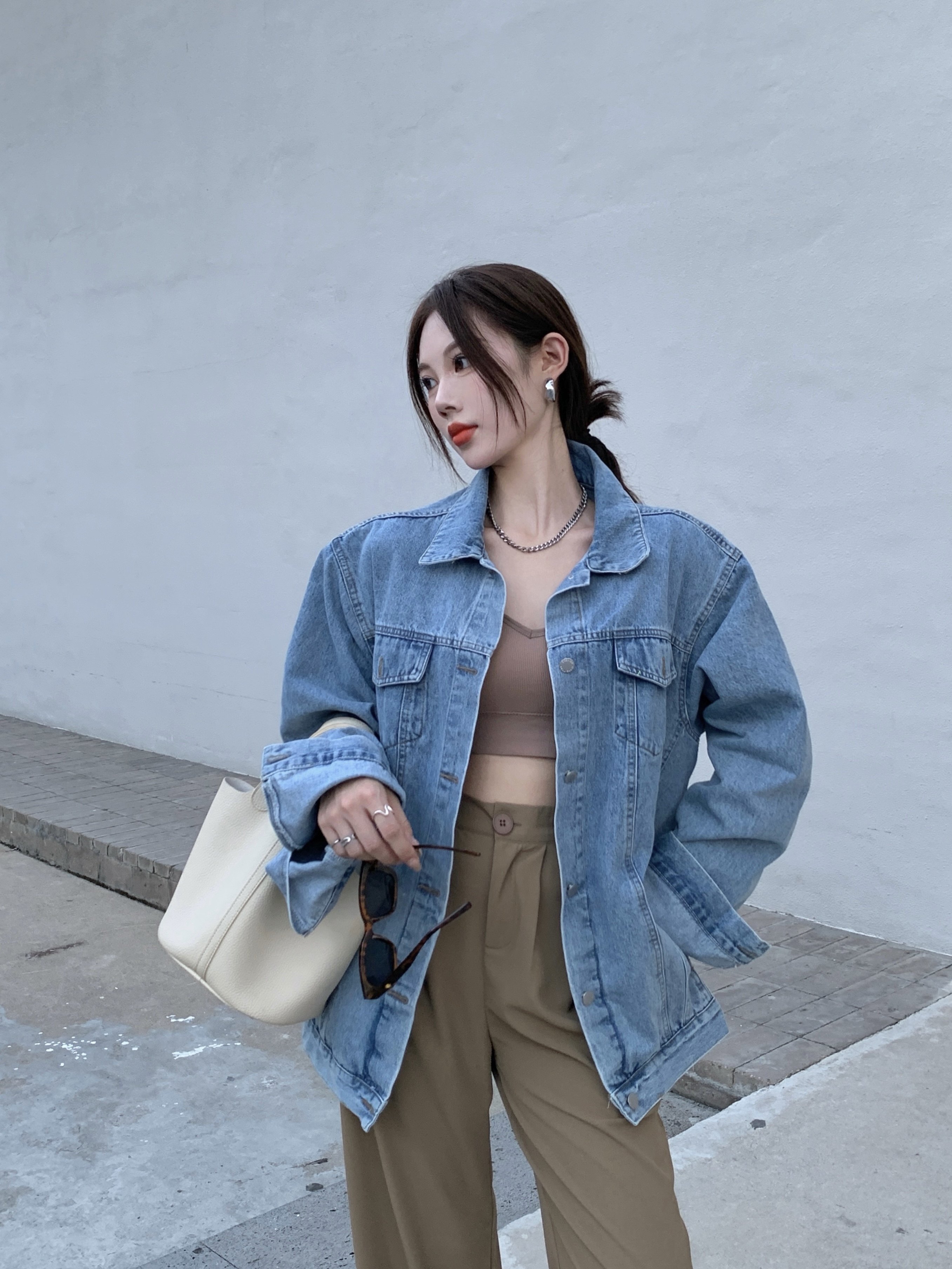 价秋季oversize超大版型时髦宽松休闲水洗牛仔外套_october 拾月octo