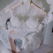 Flowers grafting yarn# peach honey candy bra cute sweet Japanese soft girl underwear suit female without steel ring girl student