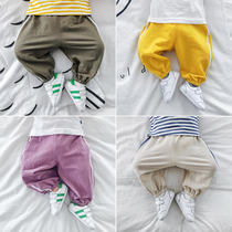 Clearance Sale Baby Ice Silk Cotton Linen Pants Baby Thin Ribbon Casual Sports Pants Newborn Mosquito Pants 2